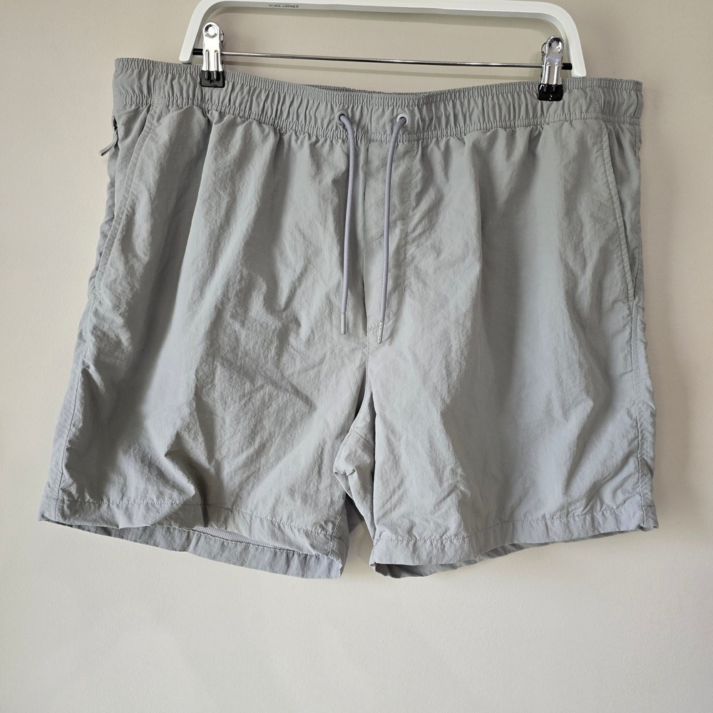 American Eagle Mens Gray Swim Trunks Mesh Lined XL 6 Inch Inseam Drawstring
